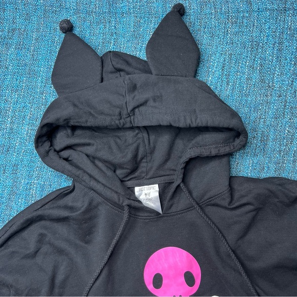 Hot Topic Sanrio Kuromi 3D Ears Pullover Hoodie in Black Pink White - Picture 4 of 8